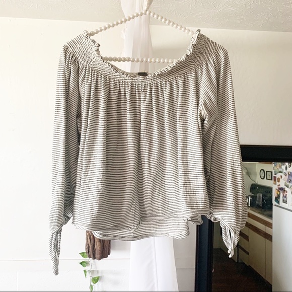 Free People Off The Shoulder Striped Lexington Top - Picture 8 of 9